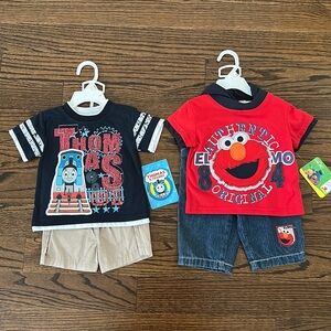 BNWT Lot of 2 outfits Thomas & Friends And Sesame Street Size 12M